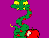 Coloring page Snake and apple painted bygemaica