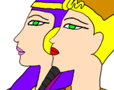 Coloring page Ramses and Nefertiti painted byisadora
