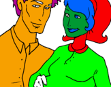 Coloring page Father and mother painted bymileth sofia