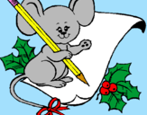 Coloring page Mouse with pencil and paper painted bychandana