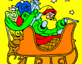 Coloring page Father Christmas in his sleigh painted bySOFIAN