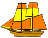 Coloring page Sailing boat painted byJuan Pablo