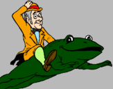 Coloring page Leprechaun and frog painted byMarga