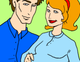 Coloring page Father and mother painted byMarga