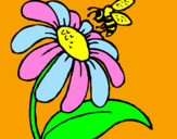 Coloring page Daisy with bee painted byKayla
