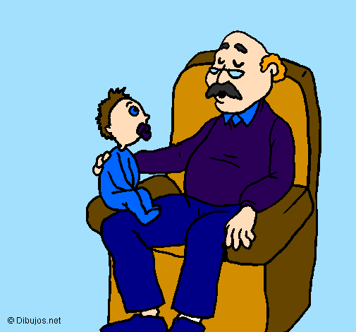 Coloring page Grandfather and grandchild painted byyulia