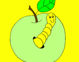 Coloring page Apple with worm painted byAdrian