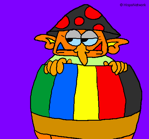 Coloring page Goblin in a barrel painted byoscar casas