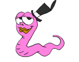 Coloring page Worm with hat painted bylisa
