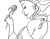 Coloring page Princess with a rose painted byMichael