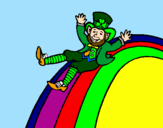 Coloring page Leprechaun on a rainbow painted bynicolas