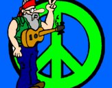 Coloring page Hippy musician painted bycaroline