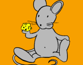 Coloring page Rat with cheese painted bylujan