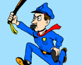Coloring page Police officer running painted bytom
