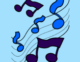 Coloring page Musical notes on the scale painted byolivia