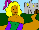 Coloring page Princess and castle painted byanna