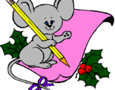Coloring page Mouse with pencil and paper painted byMichael