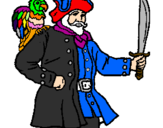 Coloring page Pirate with parrot painted byRoss