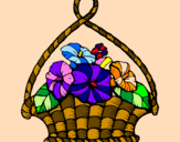Coloring page Basket of flowers painted byangela