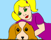 Coloring page Little girl hugging her dog painted byAlexandra J