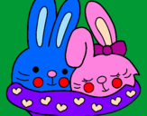 Coloring page Rabbits in love painted byBuford the red