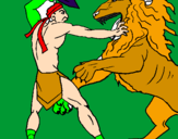 Coloring page Gladiator versus a lion painted byiiodooiiiifioi09ielizath,