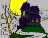 Coloring page Haunted house painted bybaby