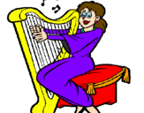 Coloring page Woman playing the harp painted bychiara