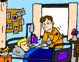 Coloring page Little boy in hospital painted byMUDITA