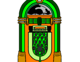 Coloring page 1950s jukebox painted byashley