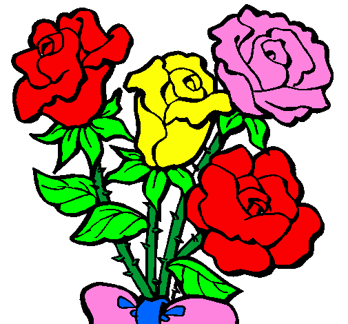 Coloring page Bunch of roses painted bybeautiful rose bunch