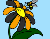 Coloring page Daisy with bee painted byCoco Aka Whitebull