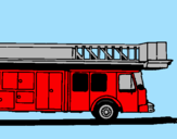 Coloring page Fire engine with ladder painted byL.J.
