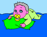 Coloring page Baby playing painted byhana