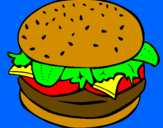 Coloring page Hamburger with everything painted byfatima