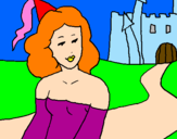 Coloring page Princess and castle painted byThe Vain little Mouse