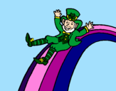 Coloring page Leprechaun on a rainbow painted byBRITTANY