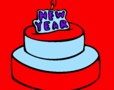 Coloring page New year cake painted byJOSE