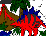 Coloring page Family of Tuojiangosaurus painted byyani