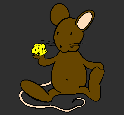 Coloring page Rat with cheese painted byelian