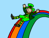 Coloring page Leprechaun on a rainbow painted byWyatt