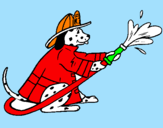 Coloring page Firefighter dalmatian painted byKing