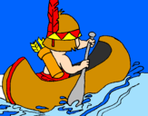 Coloring page Indian paddling painted byjose