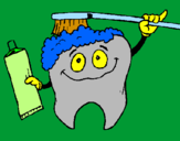 Coloring page Tooth cleaning itself painted byJonas