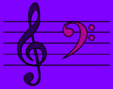 Coloring page Treble and bass clefs painted bysamantha c diaz