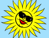Coloring page Sun with sunglasses painted byLuciana Q.