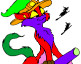 Coloring page Witch cat painted byTrini
