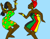 Coloring page Dancing women painted byDominique