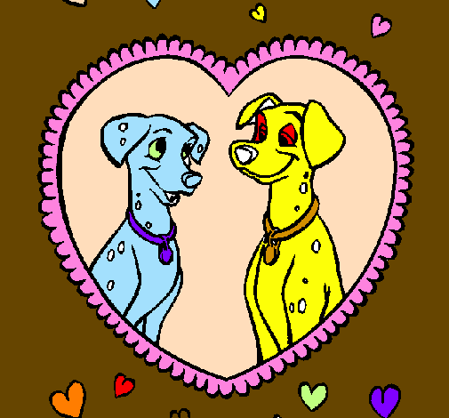Coloring page Dalmatians in love painted bylucia
