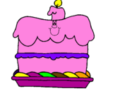 Coloring page Birthday cake painted bysaily                   